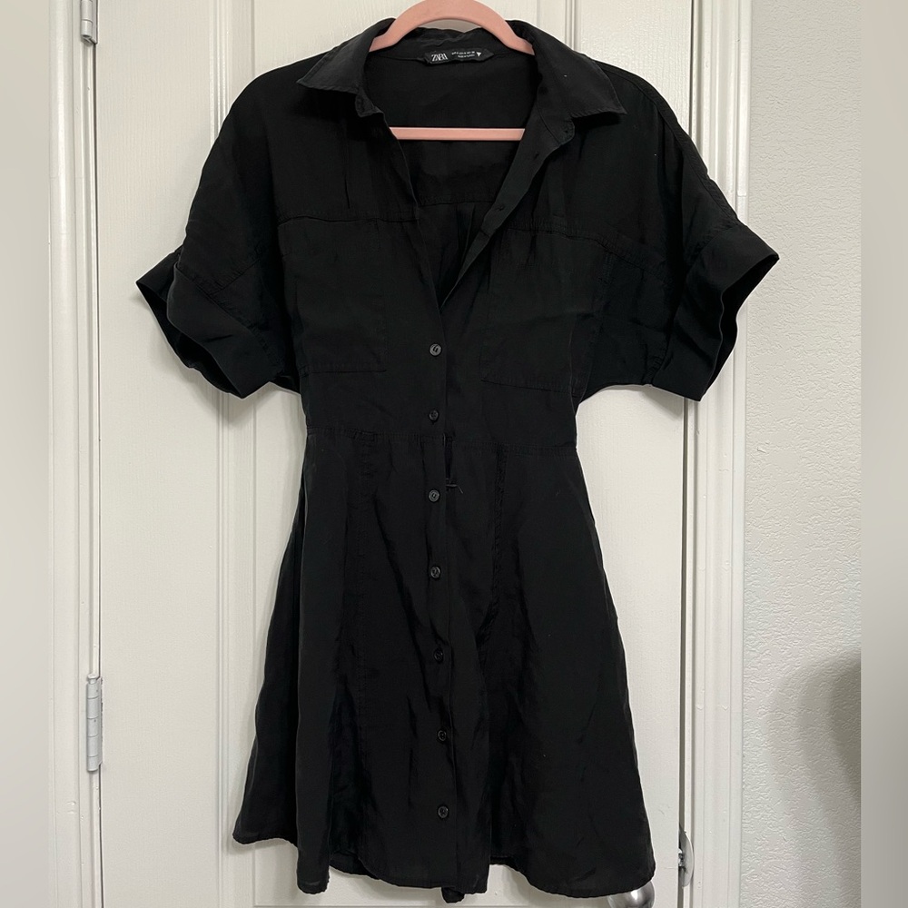 Zara Black Button-Up Dress